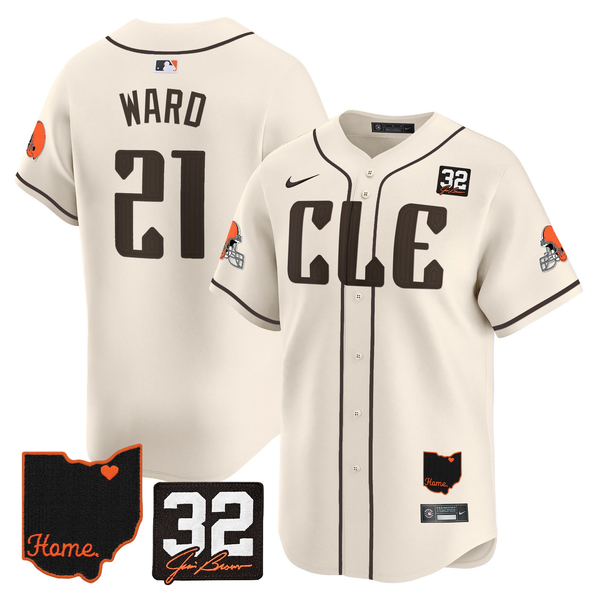Men Cleveland Browns #21 Ward Cream Home Patch Vapor Premier Limited 2024 Nike NFL Jersey->indianapolis colts->NFL Jersey